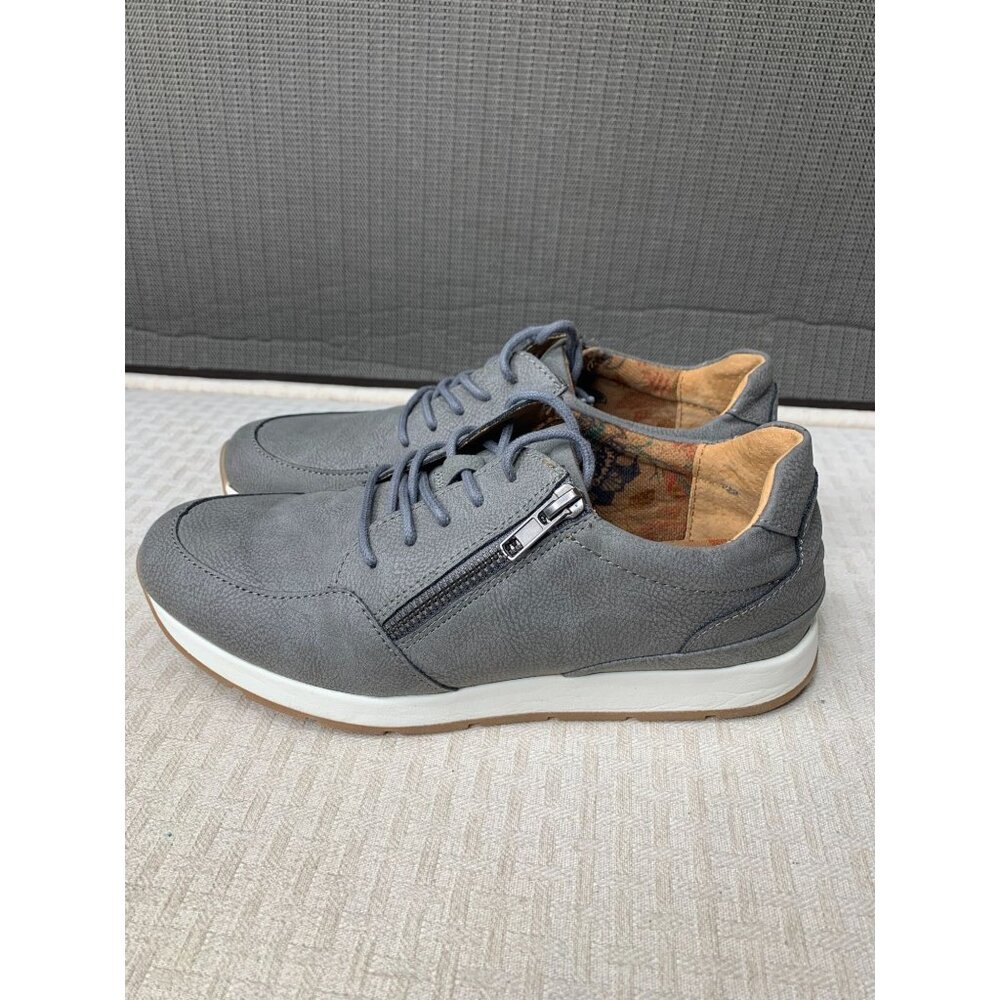 B.O.C. Womens Size 7.5M Gray Leather Casual Shoes Side Zipper & Lace-Up Closure